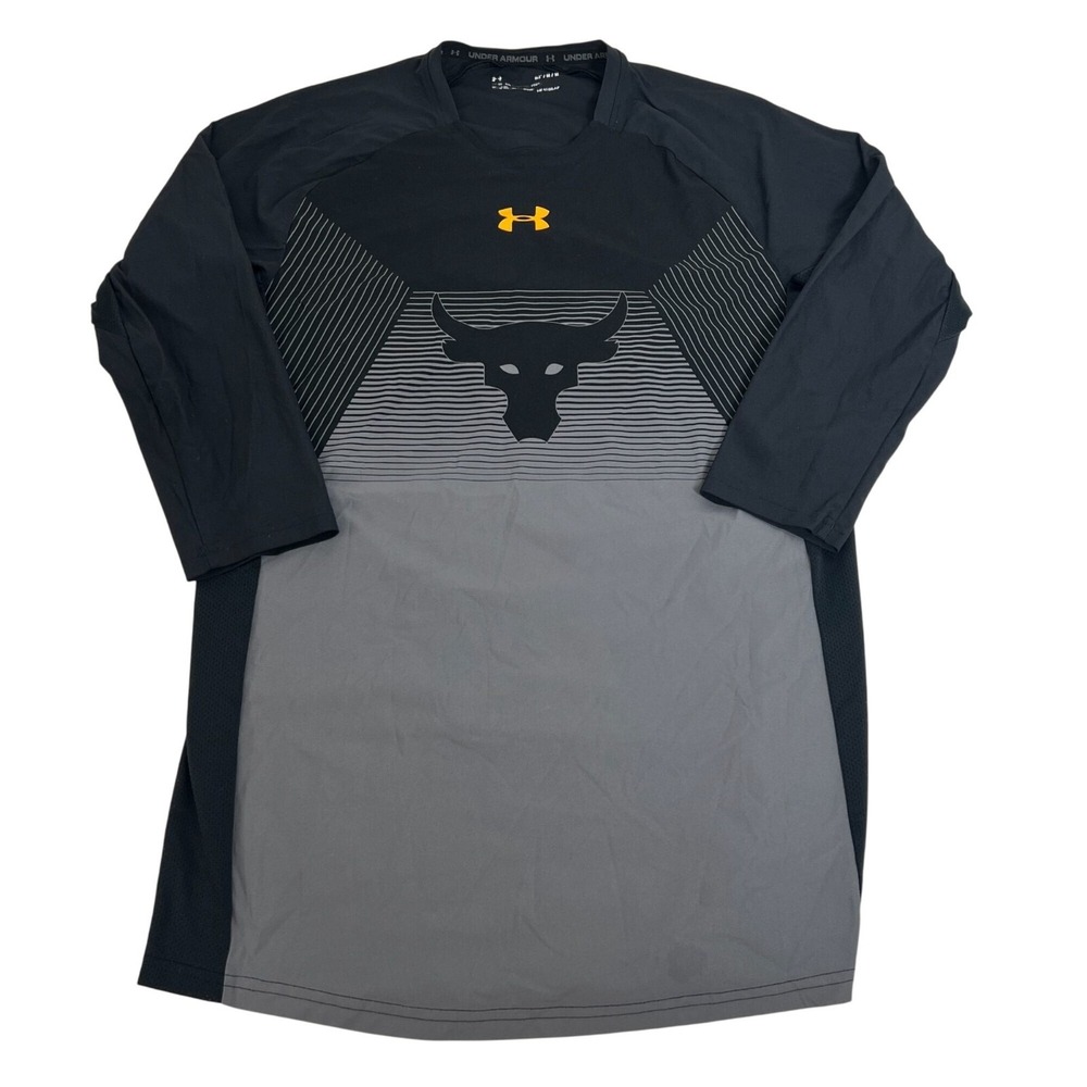 Under Armour Project Rock Chase Greatness Heatgear Black‎ Gray Long Sleeve Shirt